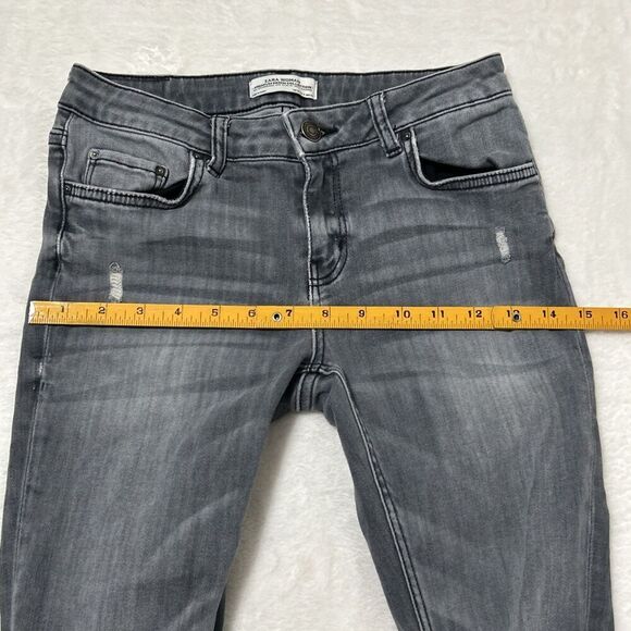 Zara Super Skinny Jeans Low Rise Size 4 Gray Distressed Premium Denim Collection - Picture 10 of 12